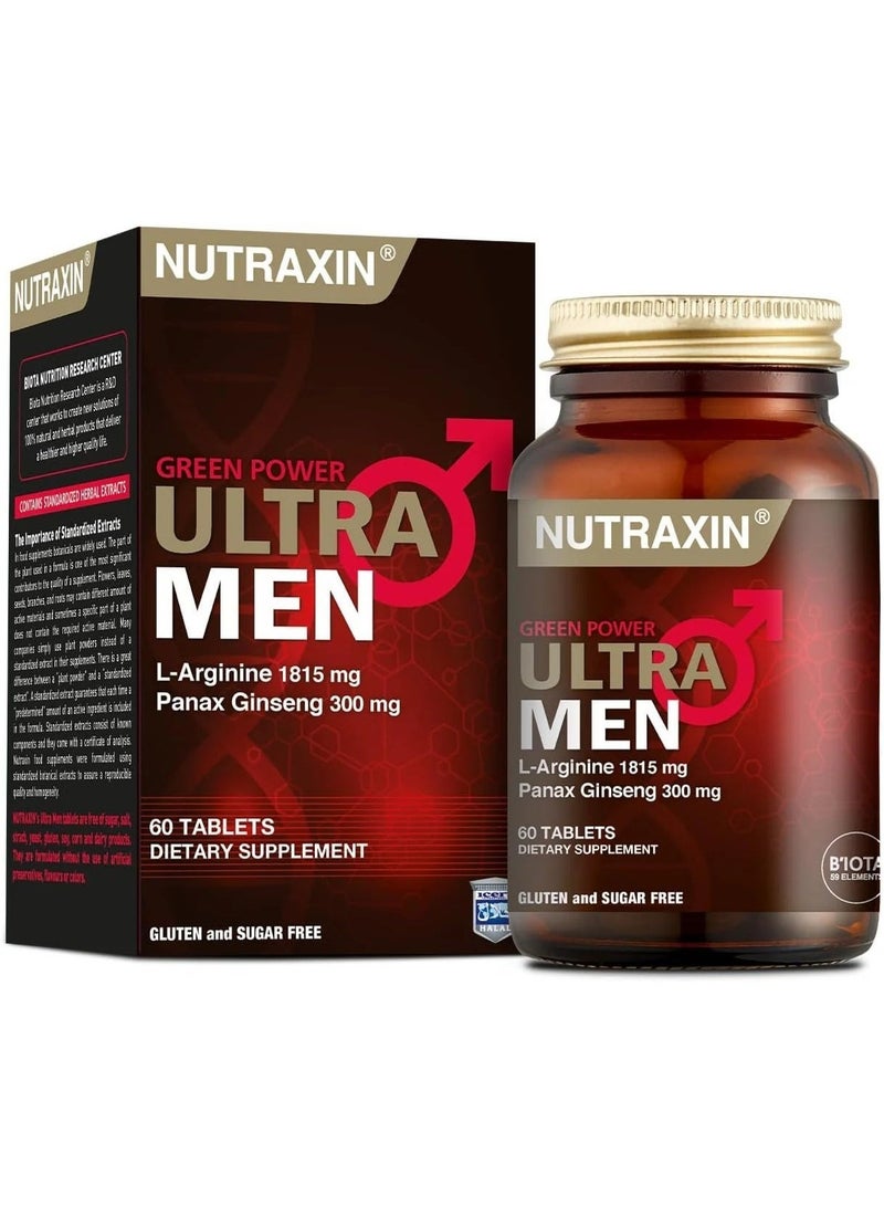 Nutraxin Ultra Men L-Arginine Green Power: Energy, Immunity, Muscle & Bone Support - Image 1